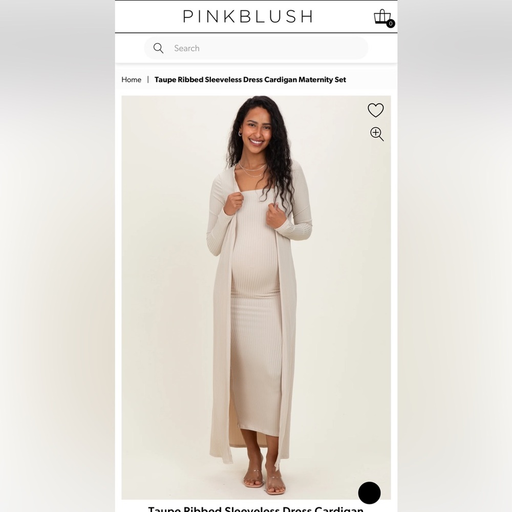 Pinkblush Taupe Ribbed Sleeveless Maxi Dress with Cardigan